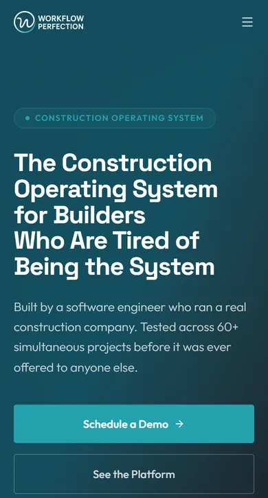 WorkFlowPerfection website on a phone